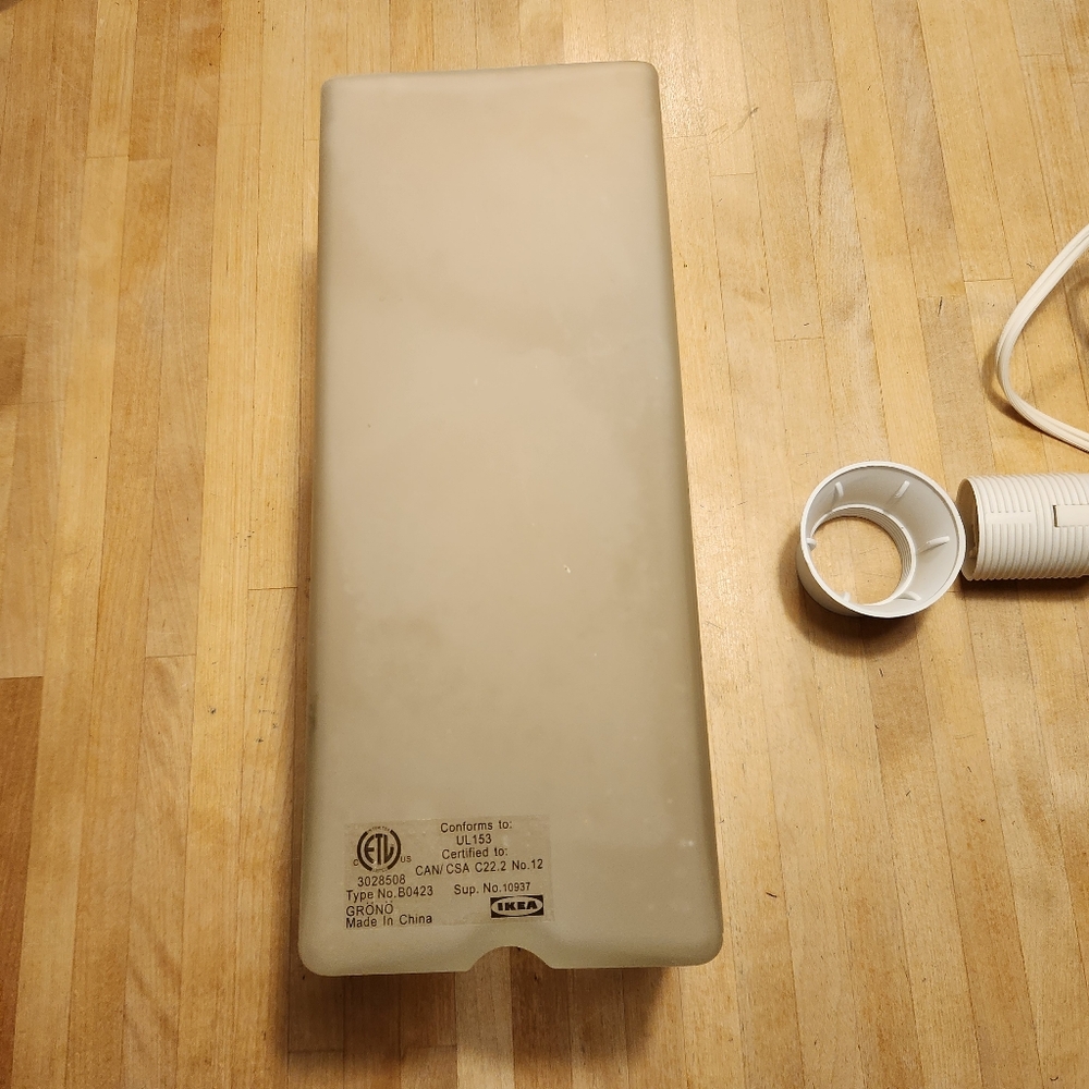 GRONO lamp 11" x 4.5" x 4.5" cool frosted glass simple but strong east light. - Picture 6 of 9